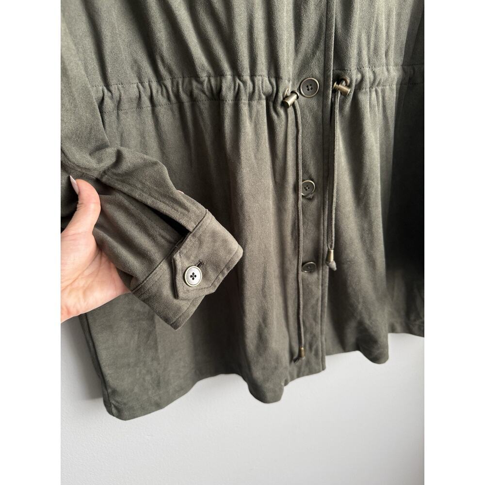Torrid Olive Green Military Utility Jacket Shirt Size 0 Plus Size Button Front - Picture 3 of 8